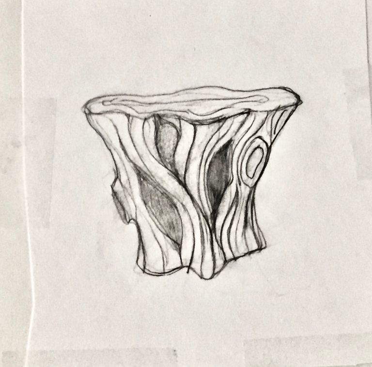 Faux bois stump table sketch