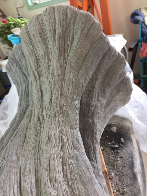 Faux bois cypress table detail coat