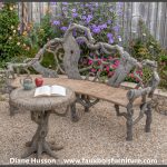 faux bois bench and tree table