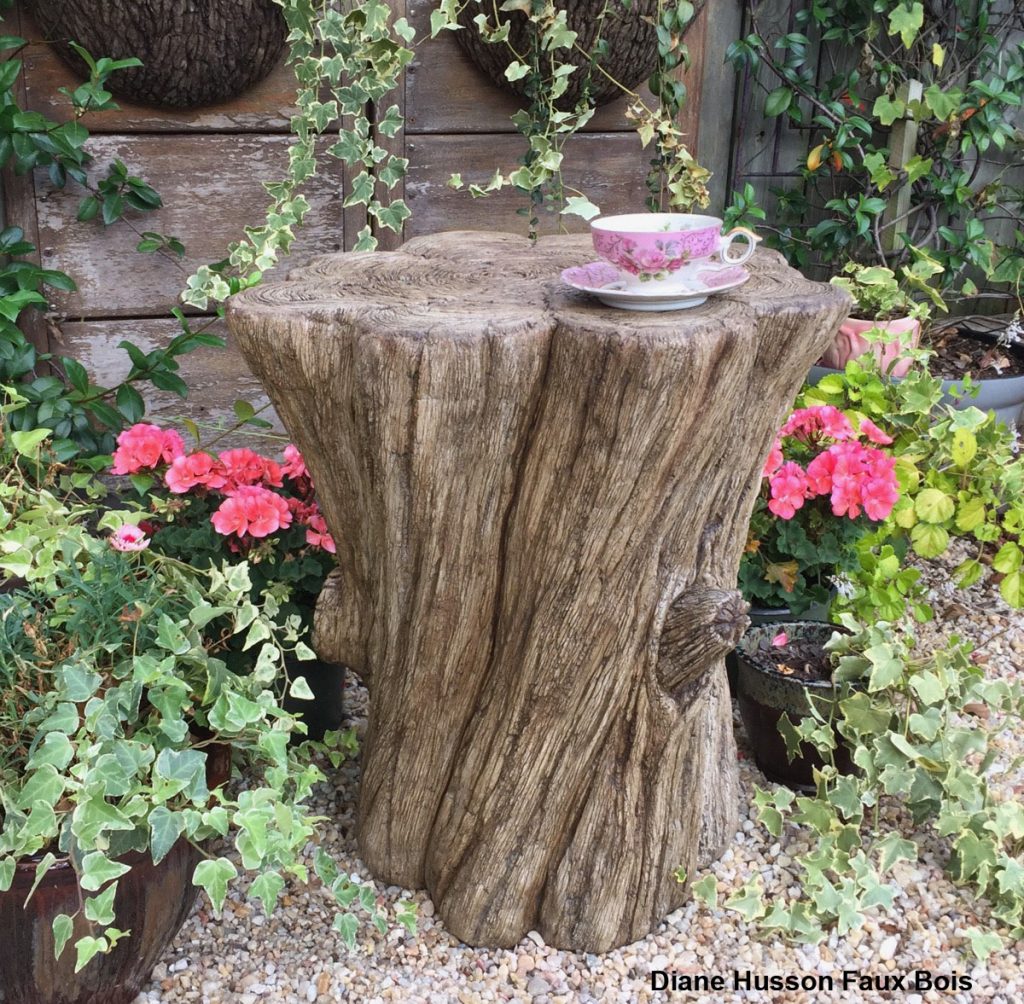 faux bois cypress stump table