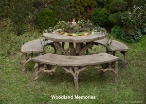 faux bois table, faux bois bench, faux bois set, garden furniture