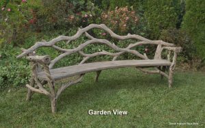 Faux bois bench, concrete garden bench