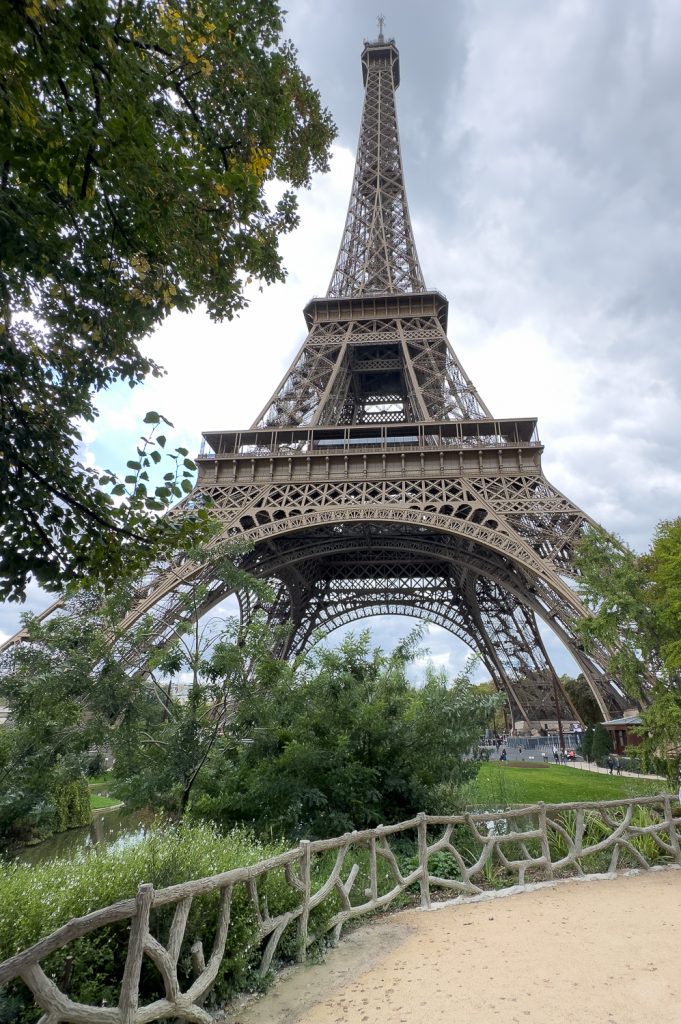 new faux bois fence at base of Eiffel Tower